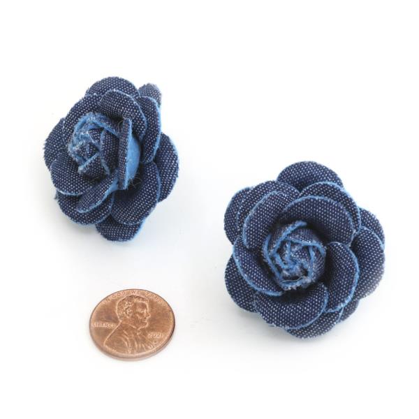 DENIM FLOWER POST EARRING