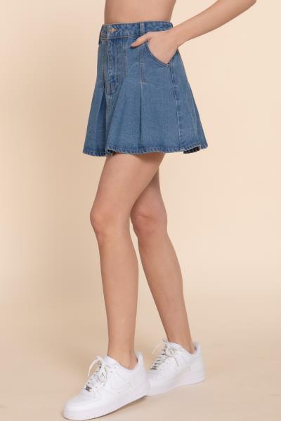 ($13.25 x 6 PCS) PLEATED MINI DENIM SKIRT