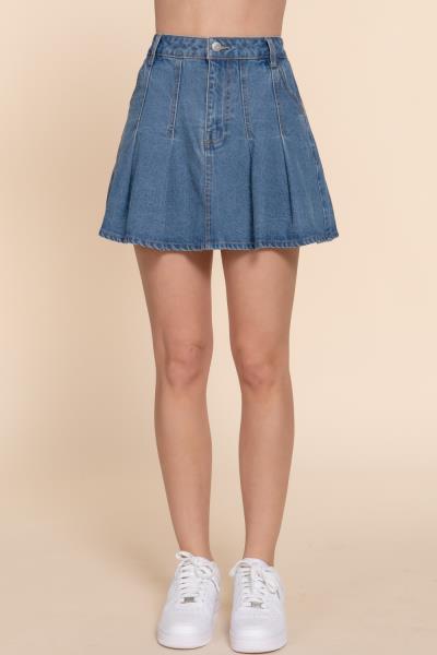 ($13.25 x 6 PCS) PLEATED MINI DENIM SKIRT