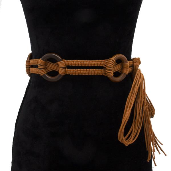 WOODEN RING MACRAME BRAIDED BELT