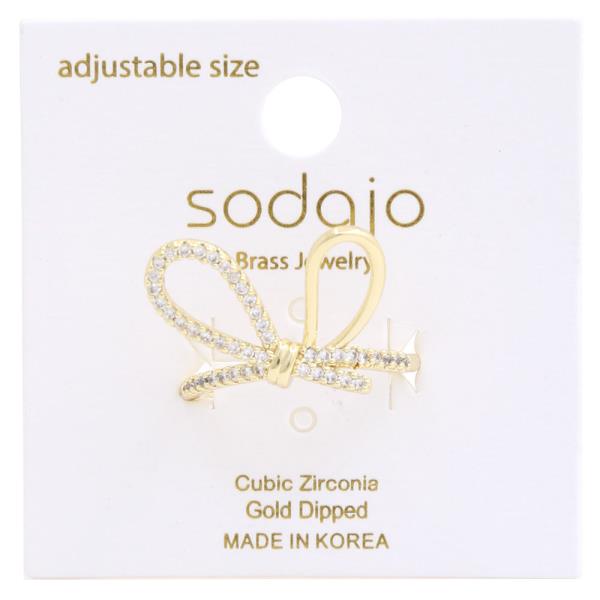 SODAJO CZ BOW GOLD DIPPED ADJUSTABLE RING