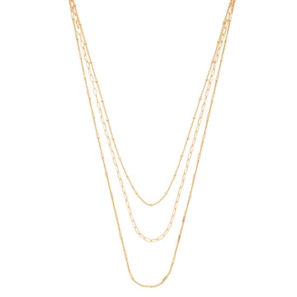 SODAJO OVAL LINK DAINTY LAYERED GOLD DIPPED NECKLACE