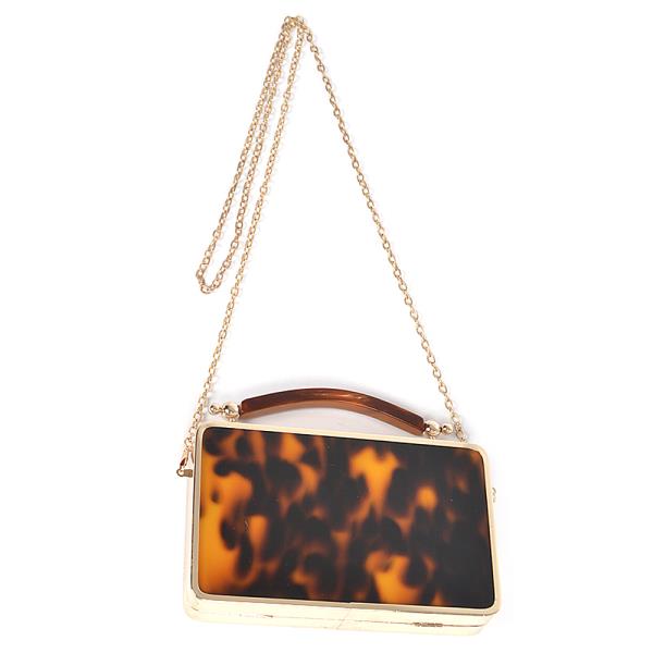 TURTLESHELL METAL PRINT CLUTCH BAG