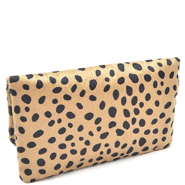 FAUX LEO SKIN FOLDED CLUTCH BAG