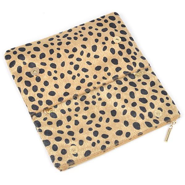 FAUX LEO SKIN FOLDED CLUTCH BAG