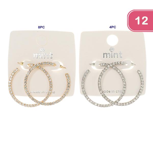 RHINESTONE HOOP EARRINGS (12 UNITS)