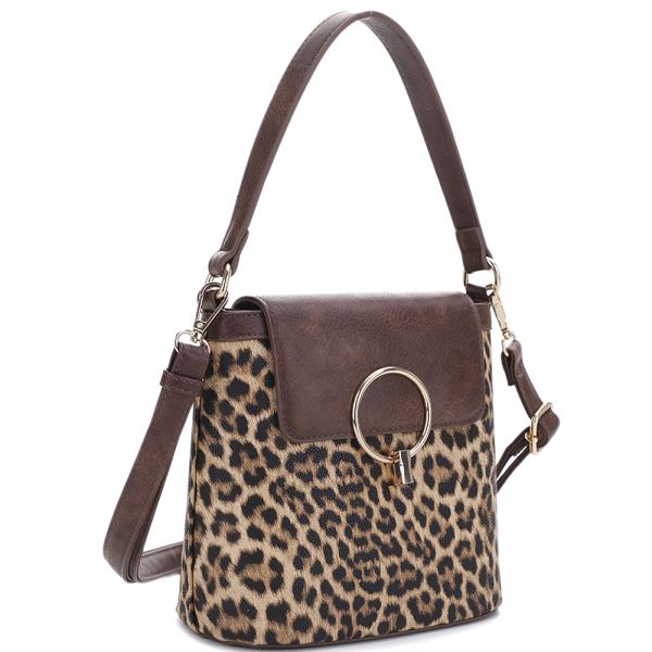 CHIC LEOPARD DESIGN SATCHEL BAG