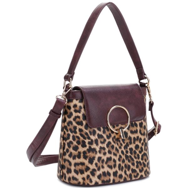 CHIC LEOPARD DESIGN SATCHEL BAG