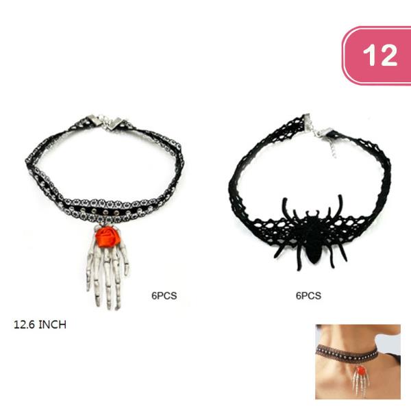 HALLOWEEN HAND AND SPIDER CHOKER (12 UNITS)