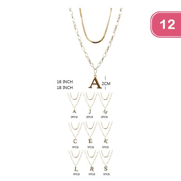 LAYERED LETTER NECKLACE (12 UNITS)