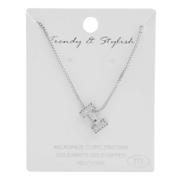 WHITE GOLD DIPPED INITIAL PENDANT NECKLACE