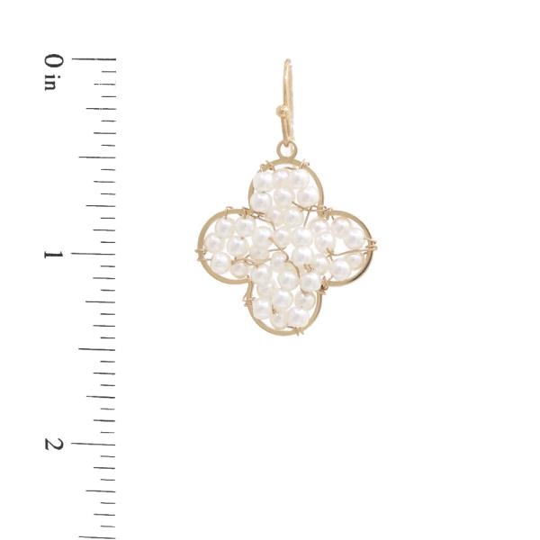 PEARL BEAD CLOVER DANGLE EARRING