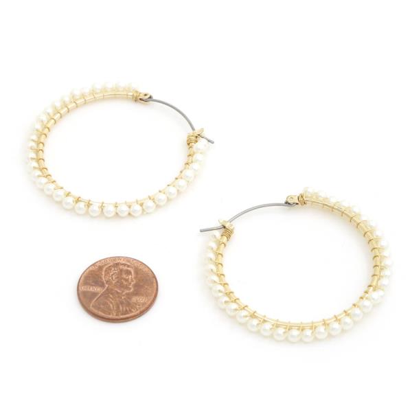 PEARL BEAD HOOP EARRING