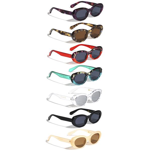 CRYSTAL COLOR RETRO OVAL SUNGLASSES 1DZ