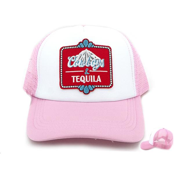 TEQUILA EMRBOIDERED PATCH TRUCKER MESH CAP