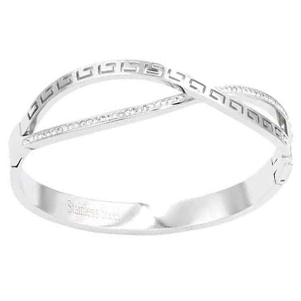 STONE MAZE X STAINLESS STEEL METAL HINGED BRACELET