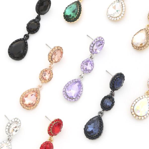 TEARDROP RHINESTONE DROP EARRING