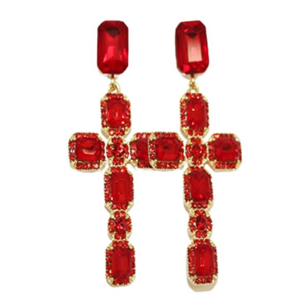 CROSS RHINESTONE DANGLE EARRING