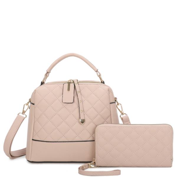 2IN1 QUILTED HANDLE SATCHEL W WALLET SET