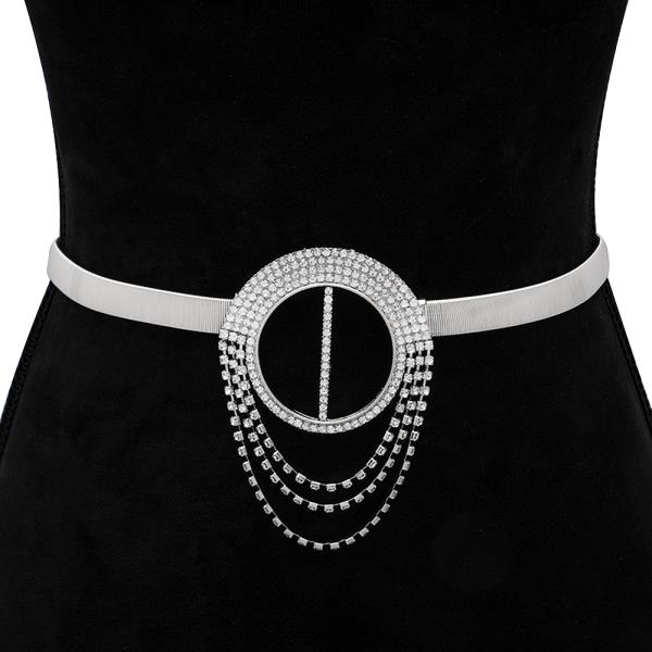 RHINESTONE CIRCLE DANGLE ELASTIC BELT