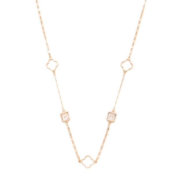 CLOVER SQUARE CRYSTAL STATION NECKLACE