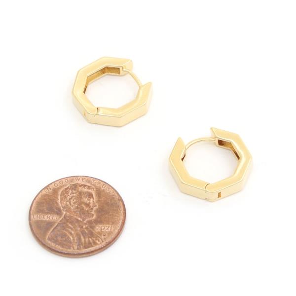 14K GOLD DIPPED HEXAGON SHAPE HOOP EARRING