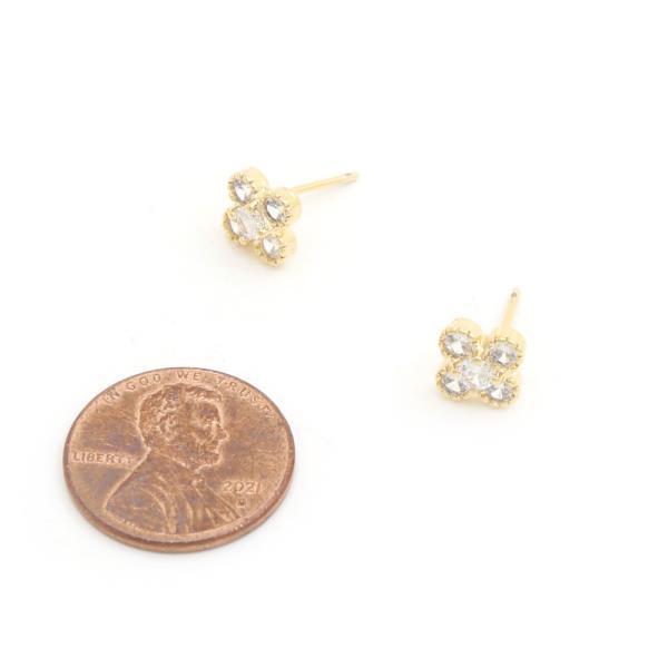 14K GOLD DIPPED CZ CLOVER EARRING