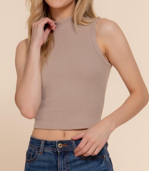 ($4.40 x 6 PCS) MOCK NECK BRUSHED RIB TANK TOP