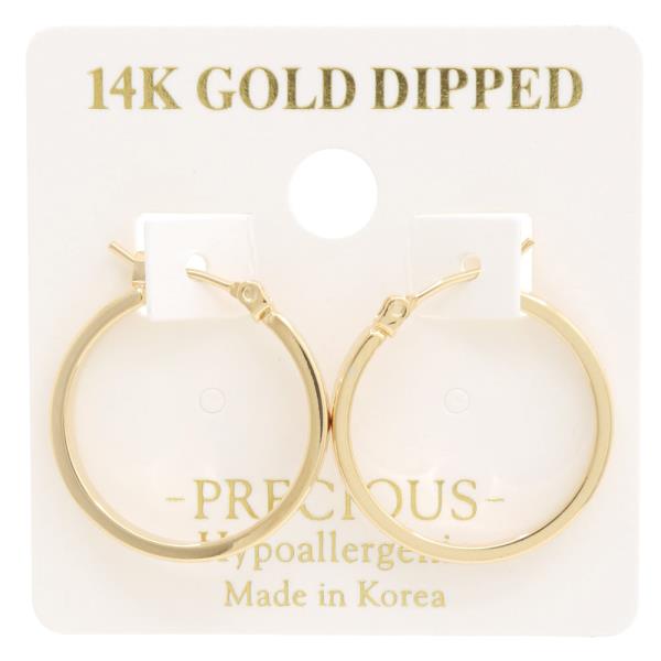 14K GOLD DIPPED HYPOALLERGENIC SQUARE EDGE HOOP EARRING