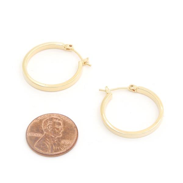 14K GOLD DIPPED HYPOALLERGENIC SQUARE EDGE HOOP EARRING