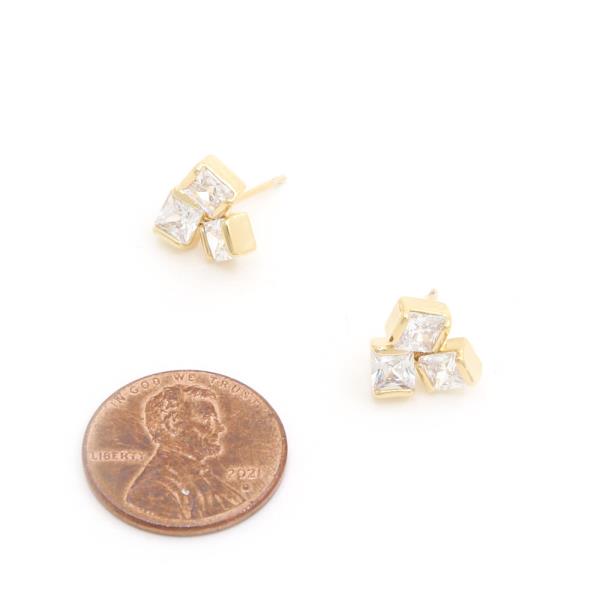 14K GOLD DIPPED CZ CUBE EARRING