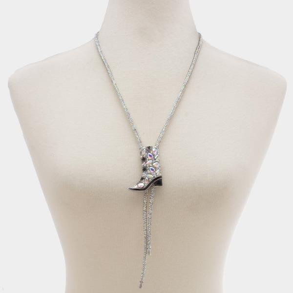 WESTERN STYLE COWBOY BOOT RHINESTONE NECKLACE