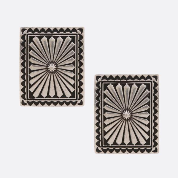 WESTERN STYLE SQUARE METAL EARRING