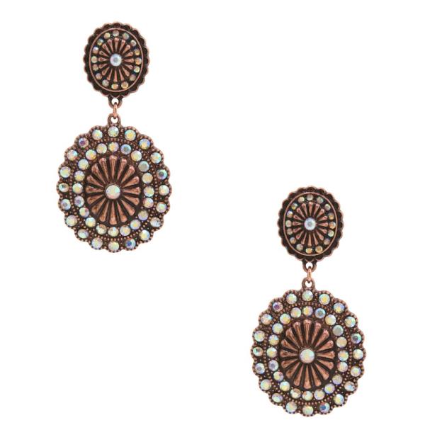 WESTERN STYLE CONCHO DANGLE EARRING