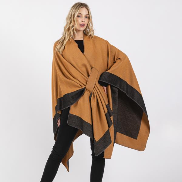TWO TONE PULL THROUGH SHAWL RUANA