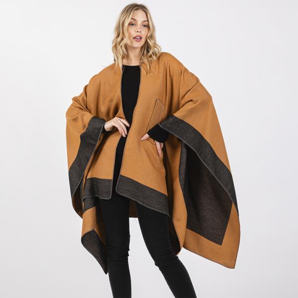 TWO TONE PULL THROUGH SHAWL RUANA