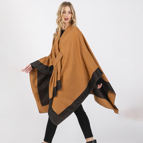TWO TONE PULL THROUGH SHAWL RUANA