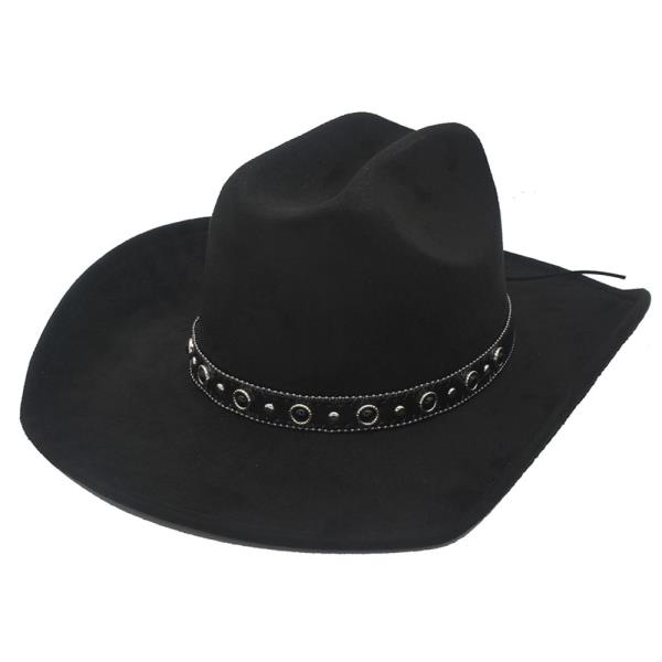 STONE ACCENTED FAUX SUEDE COWBOY HAT