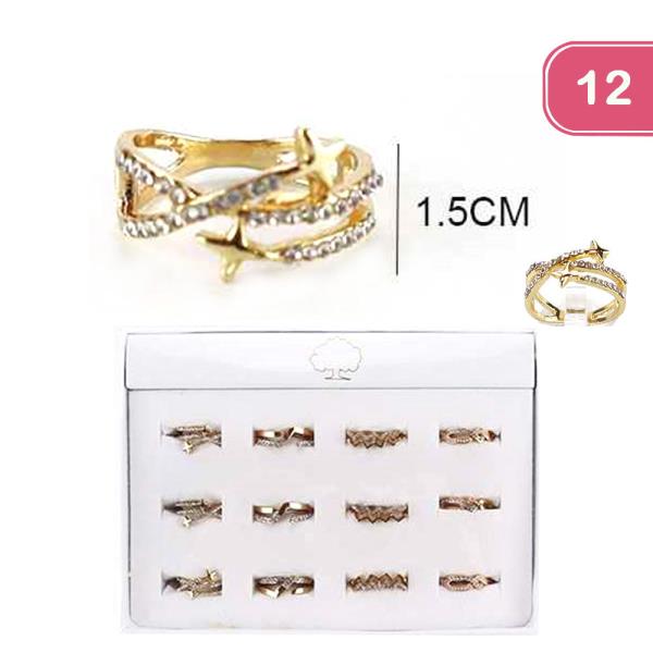 TWIST RHINESTONE STAR RING (12 UNITS)