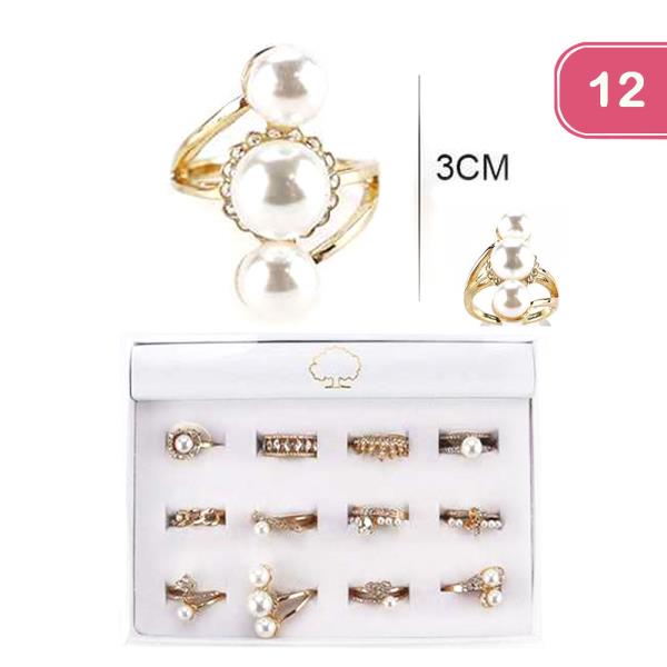 PEARL RHINESTONE RING (12 UNITS)