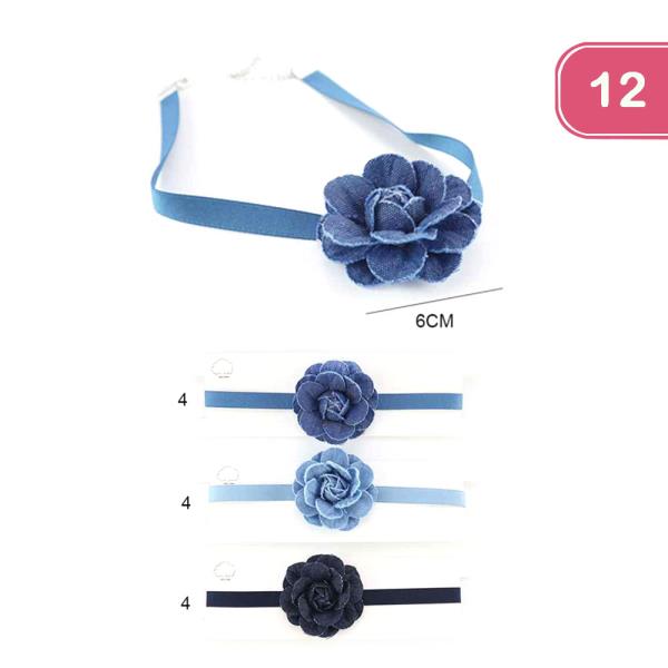 DENIM FLOWER CHOKER (12 UNITS)