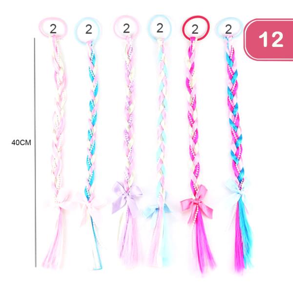 KIDS RAINBOW HAIR BRAID HAIR TIE (12 UNITS)