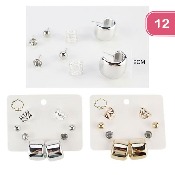 STUD EARRING AND SNUGG HOOP EARRING (12 UNITS)