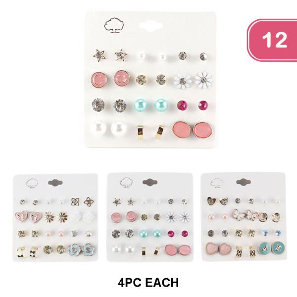 MIXED STUD EARRING SET (12 UNITS)