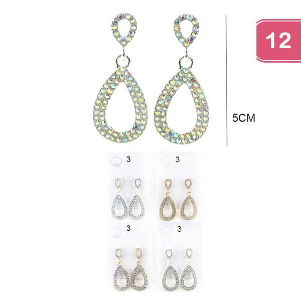 RHINESTONE DANGLE EARRINGS (12 UNITS)