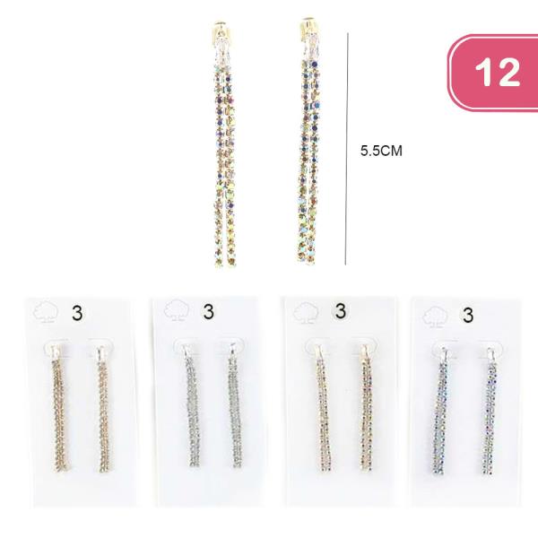 RHINESTONE TASSEL DANGLE EARRING (12 UNITS)