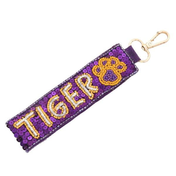 SEED BEAD SEQUIN TIGER KEYCHAIN