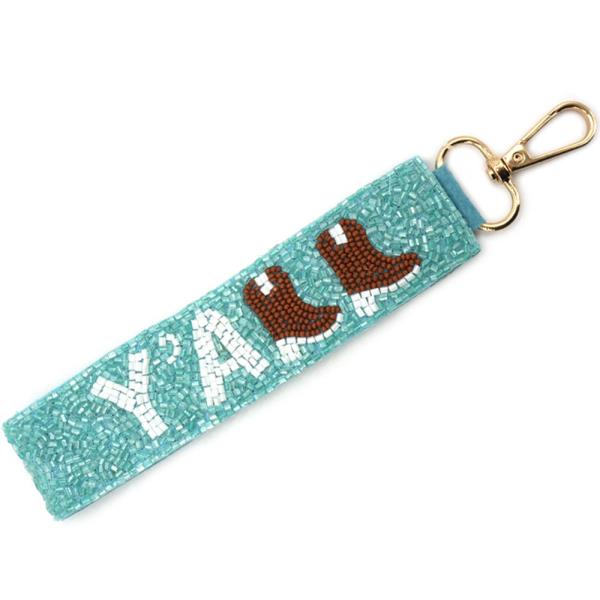 SEED BEAD YALL WESTERN BOOTS KEYCHAIN