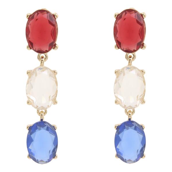 OVAL DROP CRYSTAL DANGLE EARRING