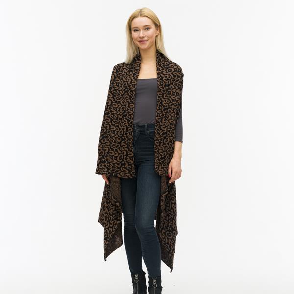 LEOPARD PATTERN VEST SHAWL RUANA